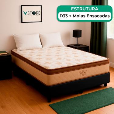 Imagem de Cama Box Baú Viúvo Preto e Colchão Four Season Molas Vstore