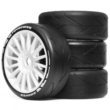 Imagem de 4PCS RC Off-Road Buggy 1:8 Tires and OD 103mm Arrow Pattern Hex 17mm Wheel Rims for 1:8 Scale RC On-Road Racing Car HPI WR8 HSP Hobao ARRMA Redcat Losi Kyosho VRX RC Rally Drift Car (B)