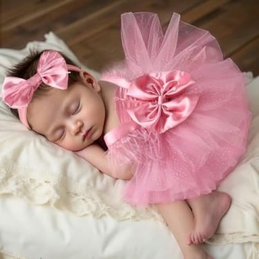 Imagem de Lgvhydh Roupas para fotografia de recém-nascidos, acessórios para fotografia de bebês e meninas, lindo macacão de renda para recém-nascidos, acessórios para fotos de meninas (1 a 3 meses)