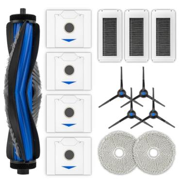 Imagem de (14 peças) Peças de reposição Omni N30 compatíveis com aspirador de pó robô Omni DEEBOT N30 Pro, kit de acessórios, 1 escova de rolo, 4 escovas laterais, 4 sacos de pó, 3 filtros HEPA, 2 almofadas de