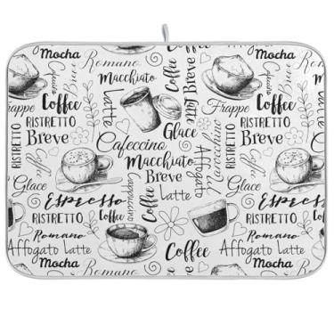 Imagem de BOENLE Tapete Absorvente De Microfibra Para Secar Louças Com Estampa Xícaras Café Bancadas Cozinha, Grande, 18 X 24 Pol., Tapetes Escorredor Reversíveis