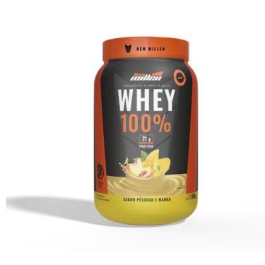 Imagem de New millen whey 100 isolate protein, isolado 900g zero lactose pessego