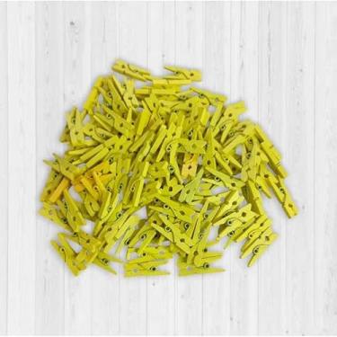 Imagem de Mini pregador Mini prendedor De Madeira 2,5cm pacote Varal De Foto Mural Memory(AMARELO,500)