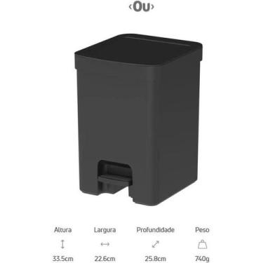Imagem de Lixeira Dupla 12l Banheiro Cozinha Reciclagem Ou Cor Preto