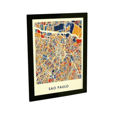 Imagem de Quadro Decorativo São Paulo Brasil Mapa Viagem América Do Sul Decoração Poster Quarto Sala