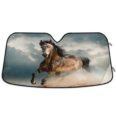 Imagem de Protetor solar de para-brisa para carro de cavalo Oarencol com proteção solar de raios UV dobrável para manter o seu veículo fresco (55" x 27,6")