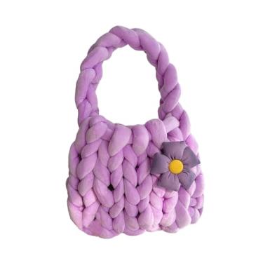 Imagem de UxicRuya Mulheres Bolsa de Crochet Saco acolchoado Bolsa Casual Versátil Decorativa macia de tecida à mão para viagens de primavera verão verão, Tolet