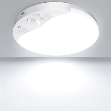 Imagem de hepside Luminária De Teto Com Sensor Movimento Recarregável E Controle Remoto, 3000K/4000K/6500K, Magnética, Sem Fio, Alimentada Por Bateria, Regulável, Temporizador, Ativada, Para Closet, Chuveiro,