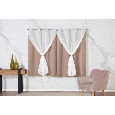 Imagem de Cortina Blackout Tecido Grosso Com voil 2,00x1,30 Para Sala e Quarto -
