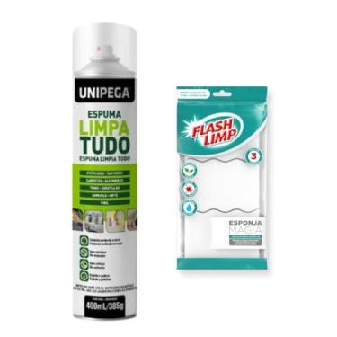 Imagem de Espuma Mágica Limpa Tudo Tênis Sofa Parede Piso Tapete Carpete 400ml + 3 Esponjas Magia