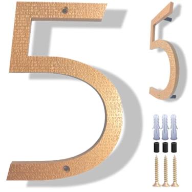 Imagem de YIPUKIYI Números de casa modernos flutuantes de 20 cm para fora números de casas grandes para fora, números de endereço residencial moderno sombra preta com kits de unhas de montagem fácil para fora,