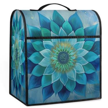 Imagem de Capa para misturador Kitchen Aid compatível com 6 a 8 litros de flor azul-petróleo boêmia capa para misturador de flores vermelhas com bolso com zíper acessórios para misturador de utensílios de