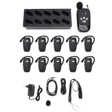 Imagem de Máquina de Narrativa de Ponto Panorâmico, Tour Wireless Scens Spot Spot Explique Com 1 Transmissor 10 Receptores Tour Explique o Caso de Carga de Microfone para (Plugue da UE)