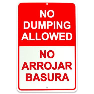 Imagem de Placa sem despejo - 20 x 30,5 cm Alumínio Sem Arrojar Basura - Sem Dumping Propriedade Privada Inglês e Espanhol Sem Lixo Sinal Externo