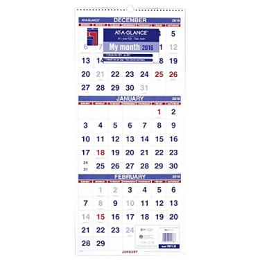 Imagem de AT-A-GLANCE Calendário de parede 2016, vertical, referência de 3 meses, 14 meses, 12 x 27 polegadas (PM11-28)