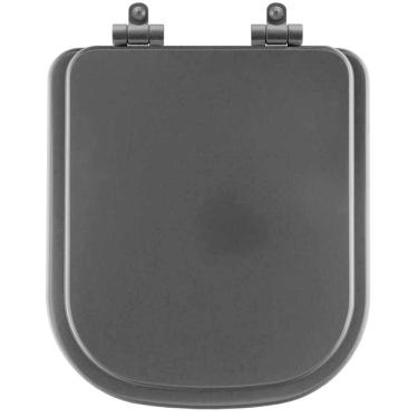 Imagem de Tampa De Vaso Poliéster Com Fechamento Lento Piano Preto Fosco Para Louça Deca Com Ferragem Preta