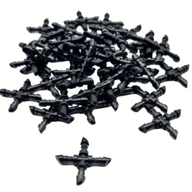 Imagem de 50 peças de conectores cruzados de irrigação para mangueira de 4/7 mm, acessórios de irrigação por gotejamento de 1/4 polegada, acoplamento de 4 vias para sistemas de irrigação por gotejamento de