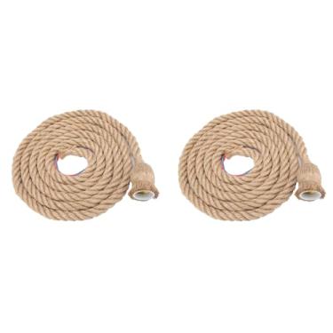 Imagem de 2 Peças Estilo Industrial Vintage 2m E27 Corda de Cânhamo Suporte para Lâmpada Pendente de Teto, Decoração Criativa para Casa Com Corda de Cânhamo para Salão, Sala de Estar, Bar,
