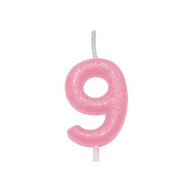 Imagem de Vela Aniversario Rosa c/Glitter - Silver Festas (Numero 9)