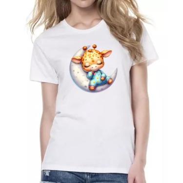 Imagem de Camiseta Baby Look Cute Girafa dormindo na Lua - Alearts, G
