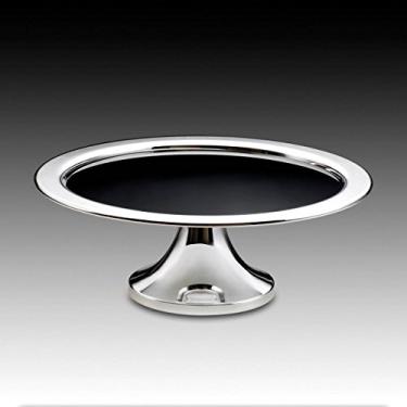 Imagem de Prato para Bolo Elegance Pedestal - Vidro Preto - em Aço Inox - Wolff - 36x13,5 cm
