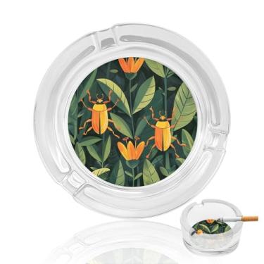 Imagem de Cinzeiro de vidro de cristal com padrão de besouro redondo, resistente, cinzeiro para fumar, portátil, decorativo, moderno, para uso em casa, escritório, interior, exterior, pátio