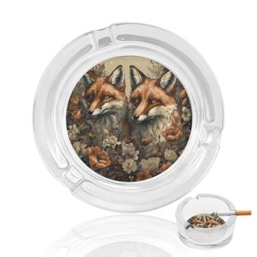 Imagem de Cinzeiro de vidro de cristal de animais e flores, cinzeiro redondo para fumar de vidro resistente, portátil, decorativo, moderno, para uso em casa, escritório, interior, exterior, pátio