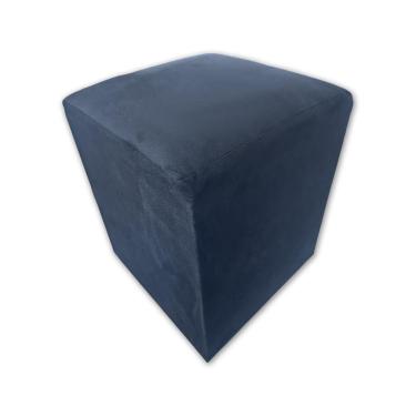 Imagem de Puff Banqueta Quadrado Cubo Decorativo Courino E Suede Azul Marinho Suede