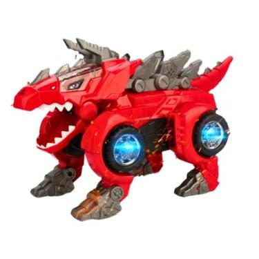 Imagem de Carro Dinossauro Robo brinquedo infantil luz de led colorida musica ba