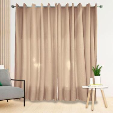 Imagem de Cortina Manu 4.00m x 2.50m Decorativa Micro Percal Ilhós Branco Sala Q