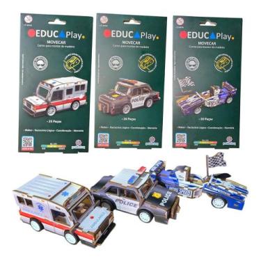 Imagem de Carrinho de Brinquedo Blocos de Montar Com Propulsão Ambulância Carro 