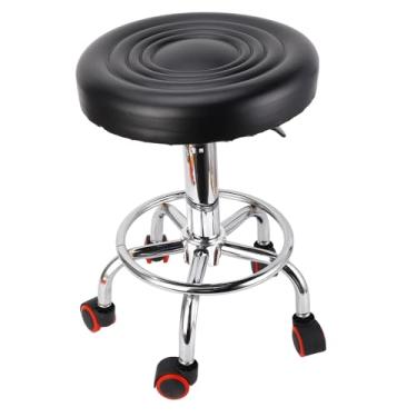 Imagem de Akozon Altura Salão Ajustável Rolamento Bancas Glipulares - Tatuagem Negra, Cadeira de Massagem e Spa Com Design Ergonômico e Acabamento Cromado