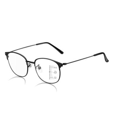 Imagem de GHDBFMB Óculos De Leitura Fotocromáticos Progressivos Multifocais Masculinos, Armação Metal Com Bloqueio Luz Azul, Sol Redondos Para Leitura, Transição Parte Inferior Leve 1,0X