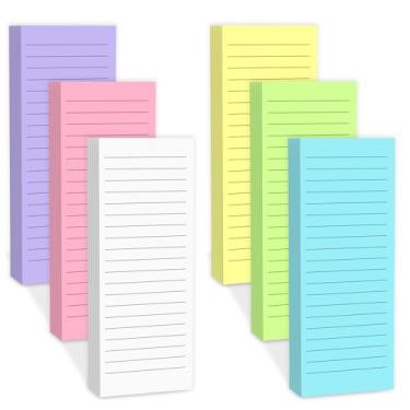 Imagem de Blocos de notas magnéticos para geladeira com ímã completo atrás, 180 folhas coloridas forradas para geladeira, 30 folhas por bloco para lista de compras, escritório, casa, listas de tarefas e