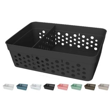 Imagem de Cesto Organizador Trama Rattan c/ Divisória Removível 17x11 - Usual Ut