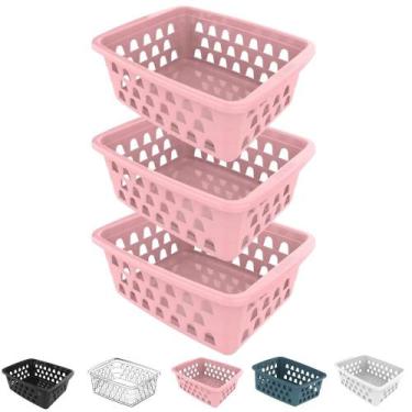 Imagem de Kit 3 Cesto Organizador Multiuso Decorativo Pequeno p/ Gaveta Armário 