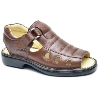 Imagem de Sandalia Masculina Couro Confort Tam: 39 Cor: Café - Habytto Confort