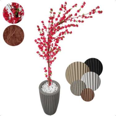 Imagem de Árvore Cerejeira Curvada Pink Artificial Com Vaso Grande - Flor de Men