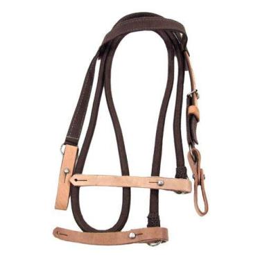 Imagem de Cabeçada De Fita Marrom e Rédea Polipropileno Marrom Para Cavalo Regul