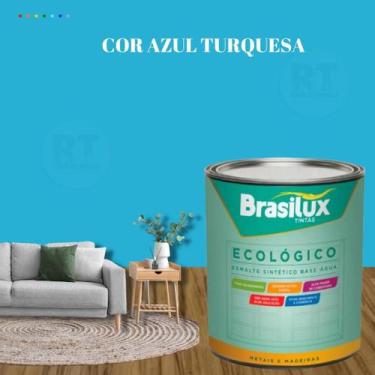 Imagem de Esmalte Sintético Brasilux Base Água Ecologico Cor Azul 800ML Brilhant