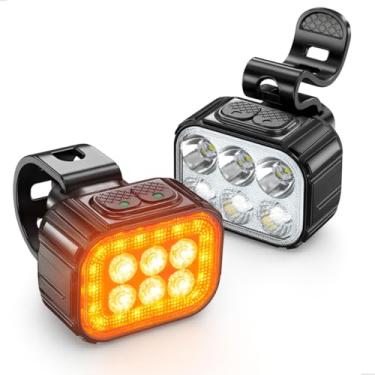 Imagem de TechTrends Kit Farol e Lanterna Traseira Bike 6 LEDs Potente Recarregável USB Resistente a Água Conjunto Luz LED Dianteira e Traseira para Bicicleta Ciclismo Noturno Sinalizador de Segurança.