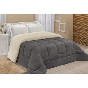Imagem de Edredom Sherpa Coberdrom Casal Queen 2,40 x 2,20m – Dupla Face Peludo | Cobertor Macio e Aconchegante para o Inverno(Coberdrom Cinza)