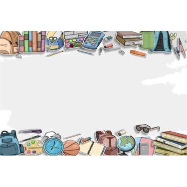 Imagem de Painel De Lona Escolar Volta as Aulas Materiais Escolares -100x070cm -