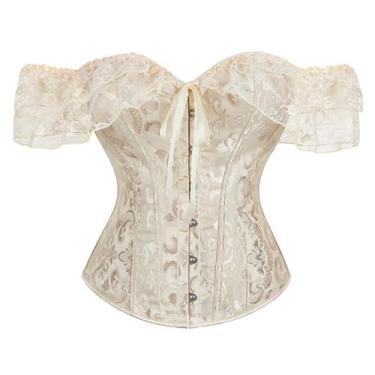 Imagem de Espartilho Moessa Floral Lace Off Shoulder Bustier 902 Bege 5GG