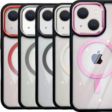 Imagem de Capa iPhone 15 Capinha Celular Premium Magnética em Acrílico Anti Amarelamento (Rosa, iPhone 15)