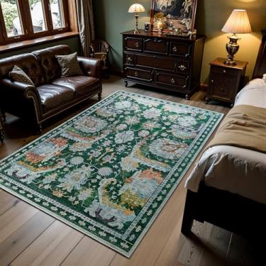 Imagem de RIMAYA Tapete de área lavável à máquina 20 x 25 cm, tapetes grandes ultra macios com suporte antiderrapante e encadernação de borda durável, tapete vintage fofo para sala de estar, quarto, sala de