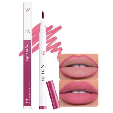 Imagem de HHLTOH Caneta marcador labial fosco rosa, batom líquido 2 em 1, à prova d'água, ultra-pigmentado e impermeável, brilho labial 24 horas para mulheres, vegano e livre de crueldade, 04