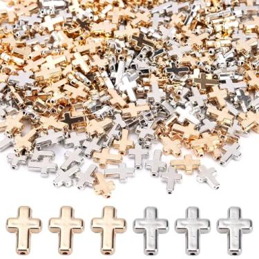 Imagem de 400un Contas Cruzadas, Contas Religiosas Cristãs para Fazer Joias Brincos Colares Pulseiras Artesanato DIY (Ouro e Prata)