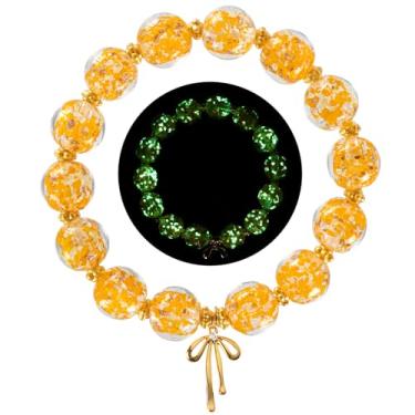 Imagem de AVJUTER Pulseira feminina com contas de vidro Firefly para mulheres, dourada, feita à mão, formal, elástica, joia romântica, presente, Wrist Size 6.3-7.3 inch, Vidro, Sem Pedra Preciosa