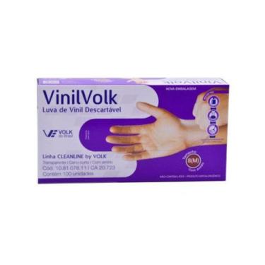 Imagem de Luva De Vinil Volk Com Amido c/100un Tam. M - Volk do Brasil